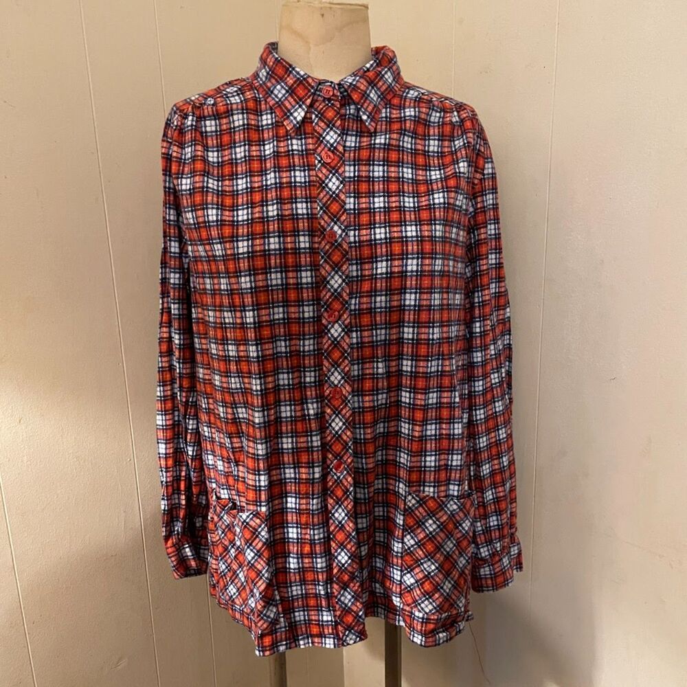 Vintage 60s Mast General Store PLAID FLANNEL SMOCK Shirt 42 nos